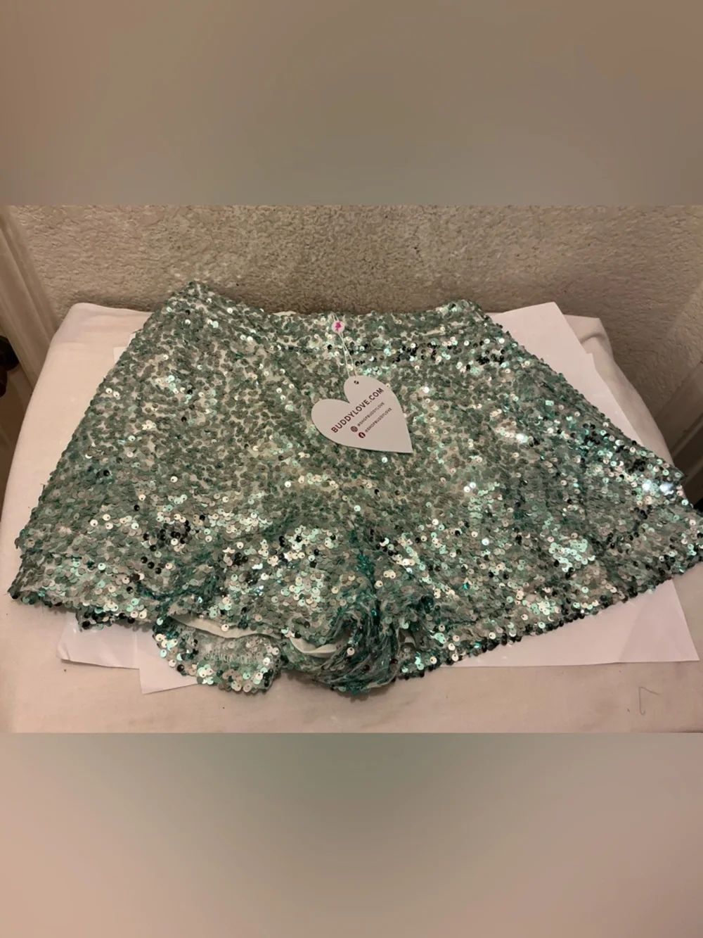 NWT Buddy Love Mint Green Sequin Mini Skirt size XS